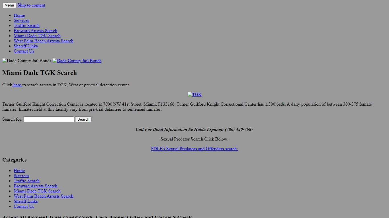 Dade County TGK Inmate Search